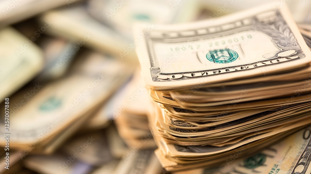 Leinwandbilder large pile of currency with various banknotes creating a sense of abundance and economic power : gen