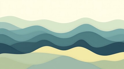 Abstract Wave Pattern Green Blue Landscape
