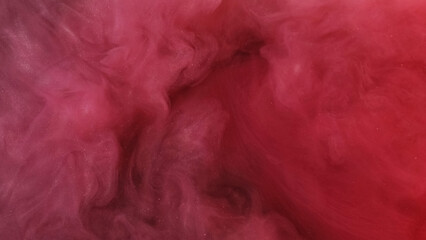 Paint smoke. Mystic fog. Airy poured veil of color wavy swirls. Fantasy red cloudy puff billow...