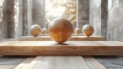 Balance and Harmony in Work and Life Through Wooden Spheres and Planks