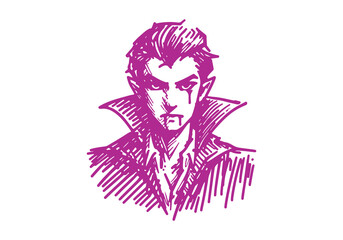 Vampire hand drawn sketch vector