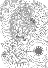 Adult Zentangle Coloring Page Line Art Vector