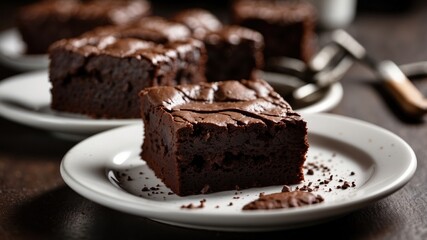 Delicious Chocolate Brownie Dessert on Plate