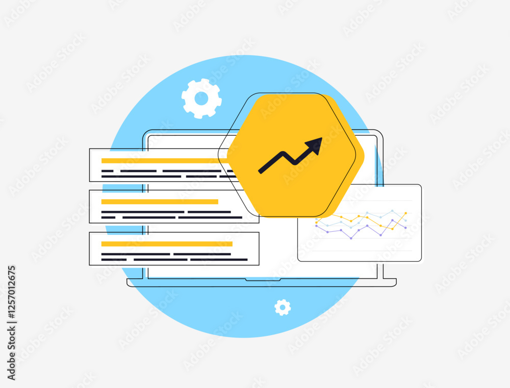 Poster seo analytics dashboard with website traffic data, performance metrics and seo insights. digital mar