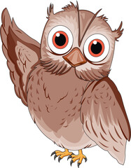 Brown owl bird cartoon vector