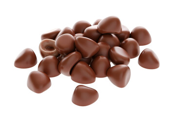 Fototapeta premium Pile of Delicious Milk Chocolate Drops Isolated on a Transparent Background