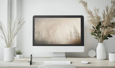 Fototapeta premium Minimalist White Digital Design, Generative AI