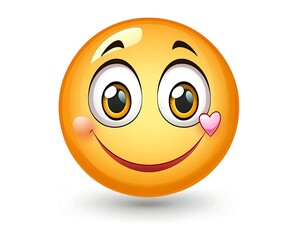 Cartoon Yellow Face Emoticon with Hearts