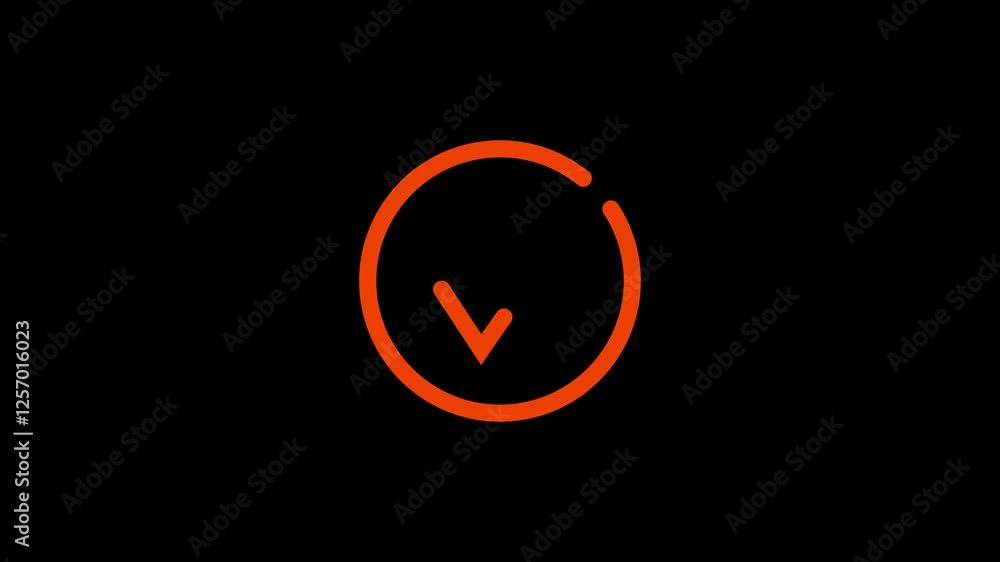 Poster coral color circle and check mark icon with circle animated on black background animation, green tic