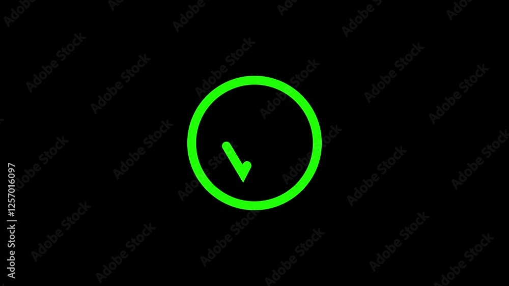 Poster green circle and check mark icon with circle animated on black background animation, green tick mark