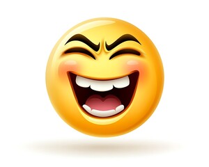 Cartoon Yellow Face Emoticon with Squinted Eyes