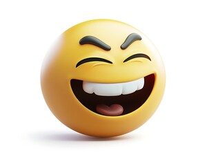 Cartoon Yellow Face Emoticon with Squinted Eyes