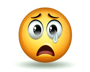 Fototapeta premium Cartoon Yellow Face Emoticon with Tear