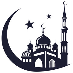 silhouette Ramadan image on white background