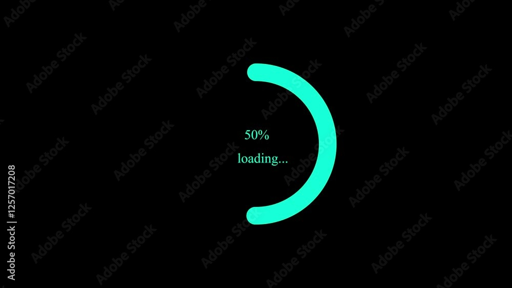 Aufkleber cyan color circle loading progress bar animation black background stock video
