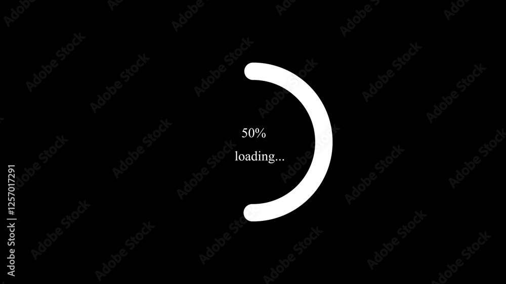 Poster white color loading icon animation on a black background.