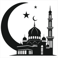 silhouette Ramadan image on white background