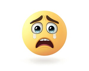 Fototapeta premium Scared Cartoon Yellow Emoticon Face