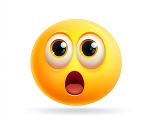 Fototapeta premium Surprised Cartoon Yellow Face Emoticon
