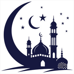 silhouette Ramadan image on white background