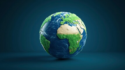 Fototapeta premium 3D Render of a Green Earth Globe on a Dark Blue Background