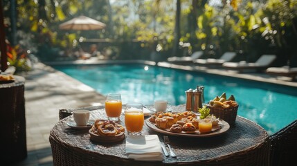 Breakfast by the Pool with Tropical Views