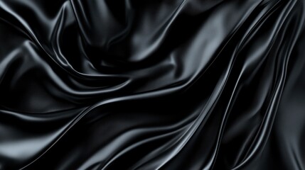Obraz premium Abstract black silk fabric texture with elegant folds and soft, flowing waves.