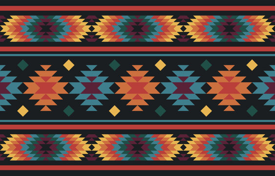 Design inspired by Native American embroidery, featuring angular forms and bold lines, using a rich color palette to reflect the essence of tribal artistry and cultural expression.