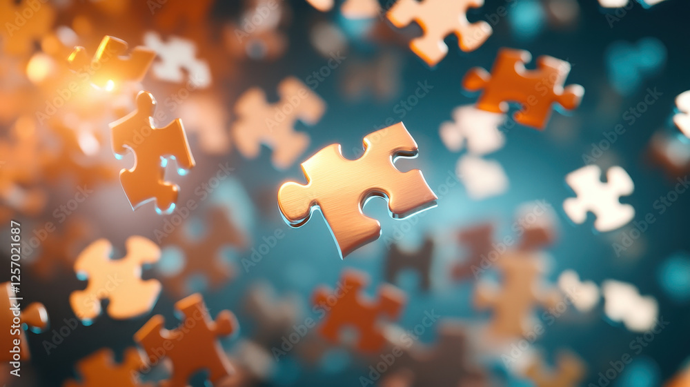 Poster futuristic puzzle pieces floating in air create mesmerizing visual