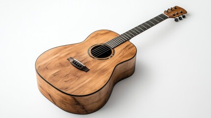 Fototapeta premium Acoustic guitar on white background, studio shot, musical instrument