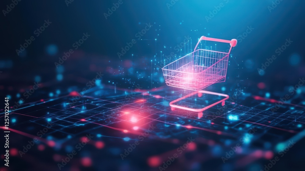 Poster shopping cart icon displayed on a digital interface for online retail or e-commerce applications