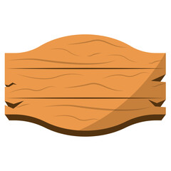 Cartoon Wooden Sign Board. Vector Illustration in Geometric Shape.