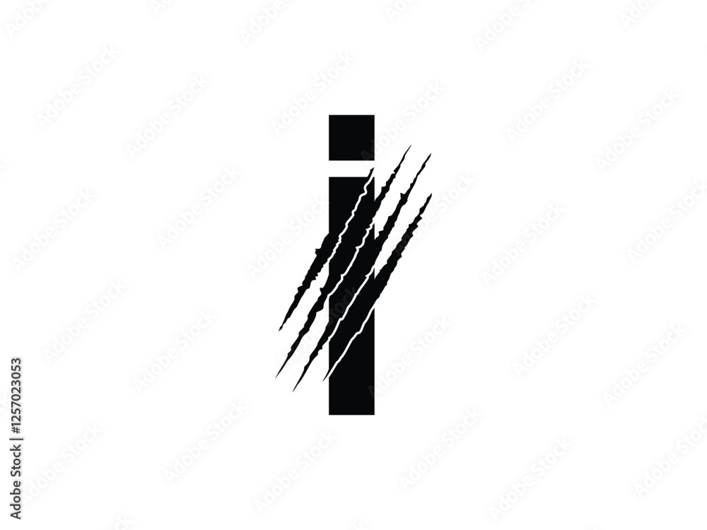 Poster initials i with claw scratch symbol design vector illustration isolated on transparent background
