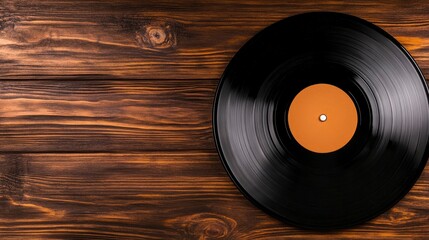 Obraz premium Vintage Vinyl Record on Rustic Wooden Background