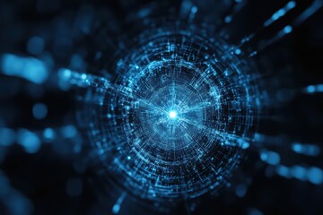 Obraz premium Abstract Digital Network Illustration with Glowing Blue Elements