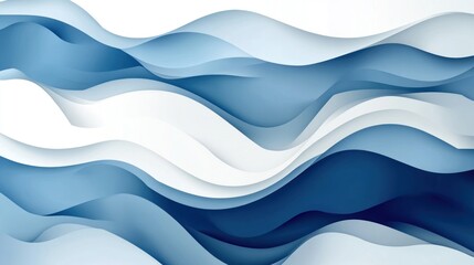 Fototapeta premium Abstract blue and white wavy background.