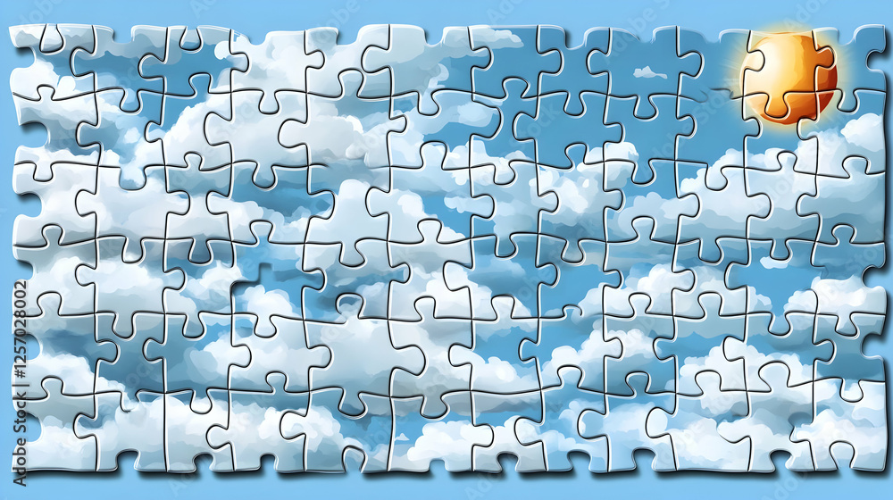 Poster sunny sky jigsaw puzzle; problem solution