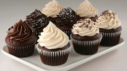Delicious Assortment of Chocolate Cupcakes with Creamy Frosting