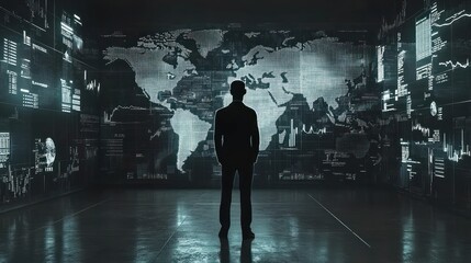 Global Data Visualization: A Man Contemplates World Data