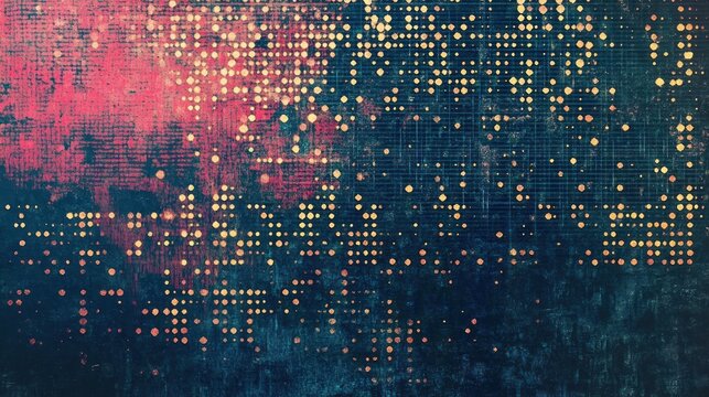 Abstract textured background with glowing dots and grunge effect.