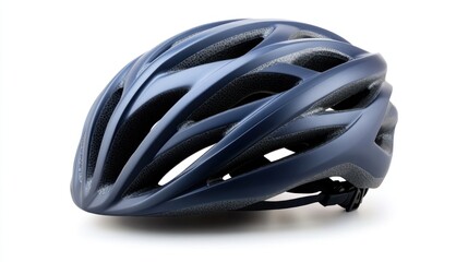 Fototapeta premium Dark Blue Bicycle Helmet on White Background
