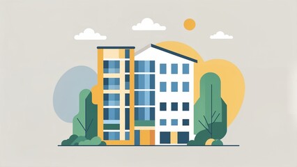 Simple building icon, minimalist flat design, vector art style