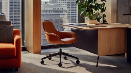 Modern Office Setup with Stylish Chair and Minimalist Desk Design