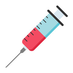 Isolated Medical Injection. Flat Design Icon. Syringe Illustration