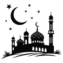 silhouette Ramadan image on white background