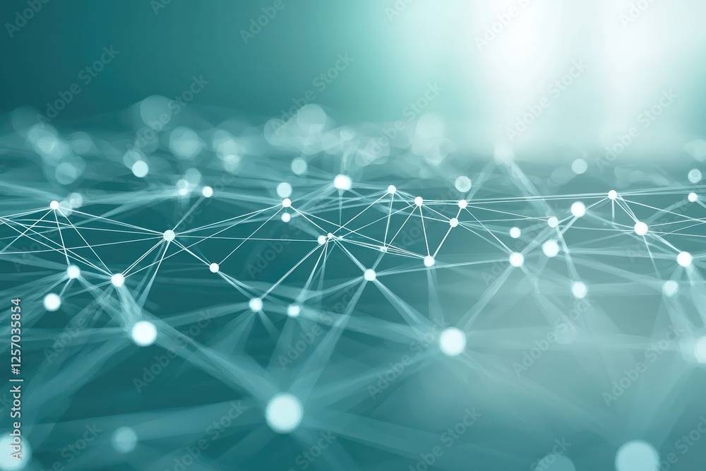 Aufkleber network of connected dots in teal forms abstract pathways for futuristic data.