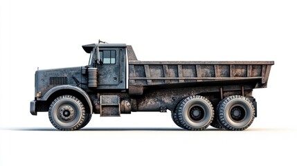 Obraz premium Dusty Dump Truck Profile Isolated