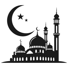 silhouette Ramadan image on white background