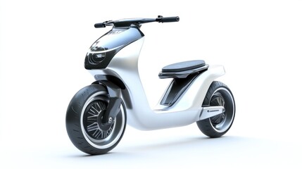 Fototapeta premium Futuristic electric scooter, city commute, white background, transport advertisement