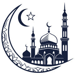 silhouette Ramadan image on white background